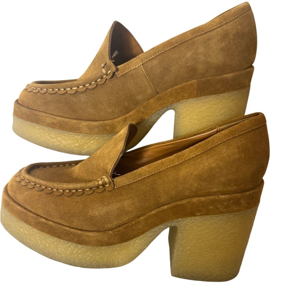 Marc Fisher Tan Suede Platform Loafers
